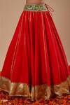 Preeti S Kapoor_Red Organza Sequins, Embroidery, Gota Patti Round Neck Work Lehenga Set _Online_at_Aza_Fashions