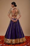 Shop_Preeti S Kapoor_Blue Organza Embroidery, Gota Patti Round Neck Designer Lehenga Set _at_Aza_Fashions