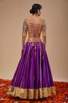 Shop_Preeti S Kapoor_Purple Doriya, Organza Beads, Tassels Round Neck Designer Lehenga Set _at_Aza_Fashions