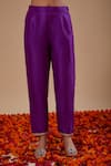 Preeti S Kapoor_Purple Doriya, Organza Embroidery Round Neck Kurta With Block Print Gharara Set _Online_at_Aza_Fashions
