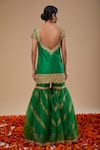 Shop_Preeti S Kapoor_Green Dupion, Organza Embroidery, Beads, Zari V-neck Kurta And Gharara Set _at_Aza_Fashions