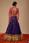 Shop_Preeti S Kapoor_Fuchsia Dupion, Organza Embroidery, Gota Patti Round Kurta And Purple Lehenga Set _at_Aza_Fashions