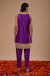 Shop_Preeti S Kapoor_Purple Dupion, Organza Sequins, Gota Patti Round Neck Straight Kurta Pant Set _at_Aza_Fashions
