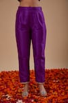 Preeti S Kapoor_Purple Dupion, Organza Embroidery Round Neck Anarkali Set _Online_at_Aza_Fashions