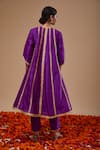 Shop_Preeti S Kapoor_Purple Dupion, Organza Embroidery Round Neck Anarkali Set _at_Aza_Fashions