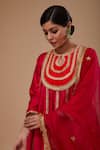 Buy_Preeti S Kapoor_Fuchsia Dupion, Organza Gota Patti, Lace Keyhole Neck Anarkali Set _Online_at_Aza_Fashions