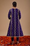 Shop_Preeti S Kapoor_Blue Organza, Dupion Lace, Embroidery V-neck Midnight Anarkali Set _at_Aza_Fashions