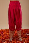 Buy_Preeti S Kapoor_Red Dupion, Organza Gota Patti, Sequins, Lace Keyhole Kurta Fuchsia Salwar Set _Online_at_Aza_Fashions