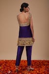 Shop_Preeti S Kapoor_Blue Dupion, Organza Gota Patti, Sequins Square Neck Straight Kurta Pant Set _at_Aza_Fashions