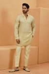 Buy_Sva By Sonam & Paras Modi_Ivory Silk Chanderi Stripe Embellished Kurta Set _at_Aza_Fashions