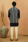Shop_Sva By Sonam & Paras Modi_Blue Crepe Midnight Reversible Bundi _at_Aza_Fashions