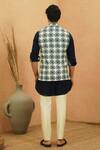 Shop_Sva By Sonam & Paras Modi_Blue Crepe Reversible Midnight Bundi _at_Aza_Fashions