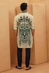 Shop_Sva By Sonam & Paras Modi_Ivory Crepe Embroidery Designer Kurta With Rolled Up Sleeves _at_Aza_Fashions