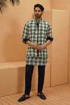 Buy_Sva By Sonam & Paras Modi_Blue Crepe Midnight Kurta _at_Aza_Fashions