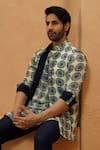 Shop_Sva By Sonam & Paras Modi_Blue Crepe Midnight Kurta _at_Aza_Fashions