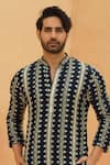 Buy_Sva By Sonam & Paras Modi_Navy Crepe Kairo Printed Kurta Set _Online_at_Aza_Fashions