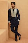 Buy_Sva By Sonam & Paras Modi_Blue Crepe Embroidery Midnight Kurta Set _at_Aza_Fashions