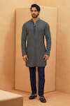 Buy_Sva By Sonam & Paras Modi_Blue Embroidery Lucknowi Embellished Kurta Set _at_Aza_Fashions
