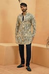 Buy_Sva By Sonam & Paras Modi_Blue Crepe Beads Heavily Embellished Kurta Set _at_Aza_Fashions