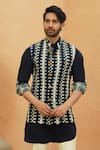Sva By Sonam & Paras Modi_Blue Crepe Embroidery Midnight Kurta _Online_at_Aza_Fashions