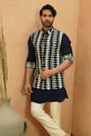 Buy_Sva By Sonam & Paras Modi_Blue Crepe Embroidery Midnight Kurta _Online_at_Aza_Fashions