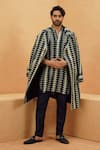 Buy_Sva By Sonam & Paras Modi_Navy Crepe Midnight Blue Samah Trench Coat _at_Aza_Fashions