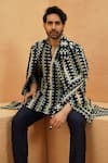 Sva By Sonam & Paras Modi_Navy Crepe Midnight Blue Samah Trench Coat _Online_at_Aza_Fashions