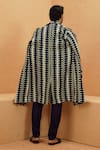 Shop_Sva By Sonam & Paras Modi_Navy Crepe Midnight Blue Samah Trench Coat _at_Aza_Fashions