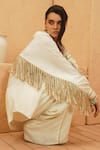 Shop_Sva By Sonam & Paras Modi_Ivory Silk Tassels Collared Top And Pant Co-ord Set _Online_at_Aza_Fashions