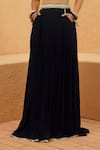 Sva By Sonam & Paras Modi_Blue Crepe Sequins, Beads Scoop Neck Embellished Bustier And Pleated Lehenga Set _Online_at_Aza_Fashions