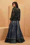 Shop_Sva By Sonam & Paras Modi_Blue Silk Cut Work Sweetheart Neck, Open Midnight Cape Jacket And Lehenga Set _at_Aza_Fashions