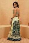 Shop_Sva By Sonam & Paras Modi_Silver Crepe Sequins Sweetheart Neck Pleated Lehenga With Metallic Bustier _at_Aza_Fashions