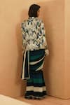Shop_Sva By Sonam & Paras Modi_Blue Crepe Sequins, Beads Collared Embellished Cape Jacket _at_Aza_Fashions