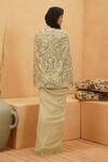 Shop_Sva By Sonam & Paras Modi_Ivory Silk, Crepe, Organza Sequins, Beads Embellished Cape And Drape Skirt Set _at_Aza_Fashions