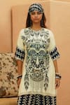 Shop_Sva By Sonam & Paras Modi_Ivory Crepe Embroidery Round Neck Embellished Kurta And Pant Set _at_Aza_Fashions