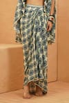 Sva By Sonam & Paras Modi_Blue Crepe Sweetheart , Open Zayna Cape With Metallic Bustier And Skirt _Online_at_Aza_Fashions