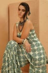Sva By Sonam & Paras Modi_Emerald Green Crepe Beads Square Neck Kurta And Sharara Set _Online_at_Aza_Fashions