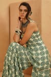 Buy_Sva By Sonam & Paras Modi_Emerald Green Crepe Beads Square Neck Kurta And Sharara Set _Online_at_Aza_Fashions