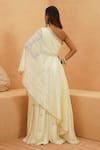 Shop_Sva By Sonam & Paras Modi_Ivory Silk Cut Work, Sequins Off-shoulder Cutwork Top And Embellished Pant Set _at_Aza_Fashions