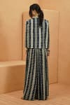 Shop_Sva By Sonam & Paras Modi_Blue Crepe Open , Round Embellished Cape Jacket Set _at_Aza_Fashions