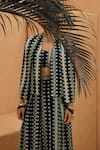Sva By Sonam & Paras Modi_Blue Crepe Open , Round Embellished Cape Jacket Set _Online_at_Aza_Fashions