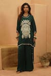 Buy_Sva By Sonam & Paras Modi_Emerald Green Georgette Embroidery, Beads Round Neck Embellished Co-ord Set _at_Aza_Fashions