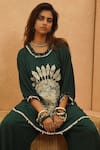 Sva By Sonam & Paras Modi_Emerald Green Georgette Embroidery, Beads Round Neck Embellished Co-ord Set _Online_at_Aza_Fashions