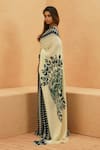 Sva By Sonam & Paras Modi_Ivory Crepe Round Neck Mask Saree With Metallic Bustier _Online_at_Aza_Fashions