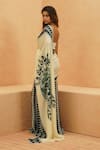 Shop_Sva By Sonam & Paras Modi_Ivory Crepe Round Neck Mask Saree With Metallic Bustier _at_Aza_Fashions
