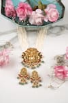 Anana_White Stones, Beads Traditional Gold Plated Necklace And Earring Set _Online_at_Aza_Fashions