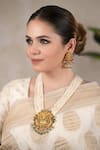 Buy_Anana_White Stones, Beads Traditional Gold Plated Necklace And Earring Set _at_Aza_Fashions