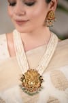 Buy_Anana_White Stones, Beads Traditional Gold Plated Necklace And Earring Set _Online_at_Aza_Fashions