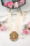 Shop_Anana_White Stones, Beads Traditional Gold Plated Necklace And Earring Set _at_Aza_Fashions