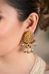 Shop_Anana_White Stones, Beads Traditional Gold Plated Necklace And Earring Set _Online_at_Aza_Fashions